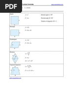 Area, Perimeter and Volume Formulae: Plane Shapes