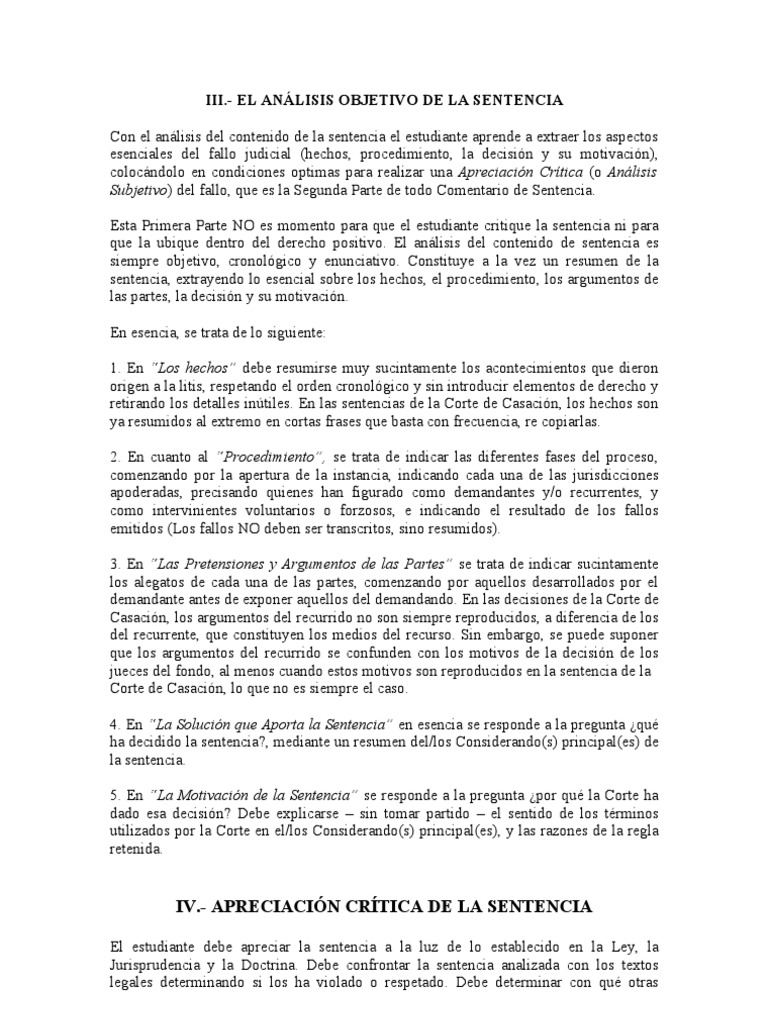 analisis de una sentencia
