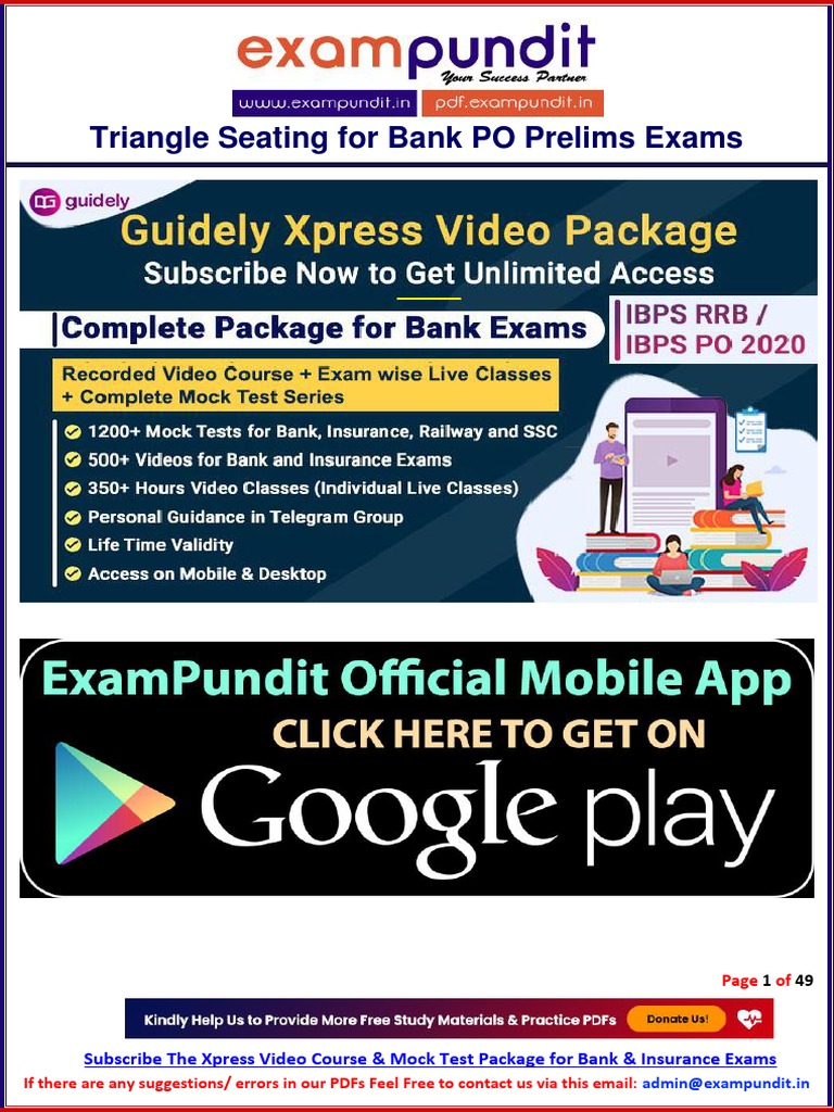 Triangle Seating For IBPS PO Prelims Exam | PDF