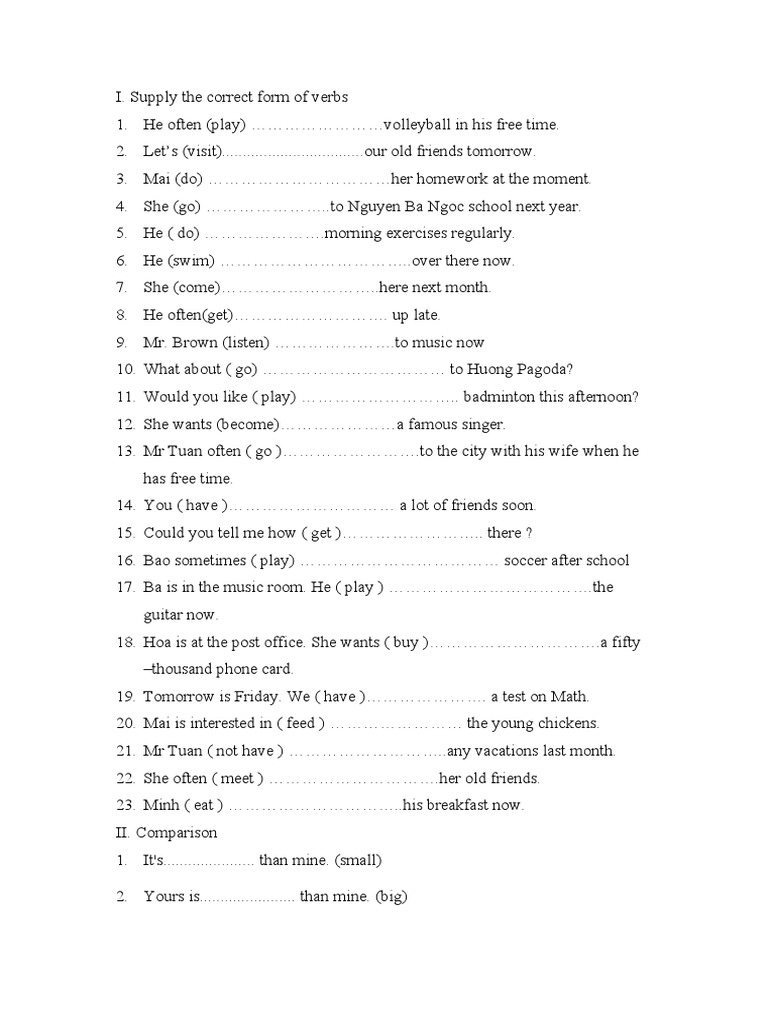 Verb Form Exercises for Class 10 | PDF | Language Arts & Discipline | Art