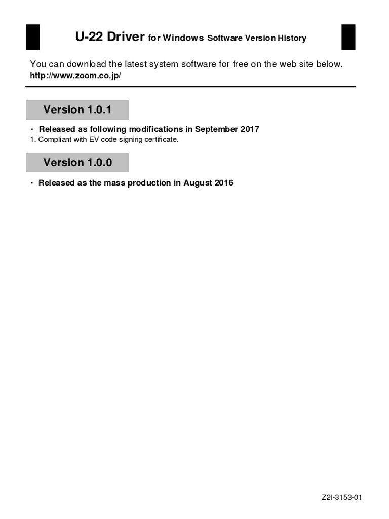 U-22 Driver Windows Software Version History 10115 en | PDF | Computers