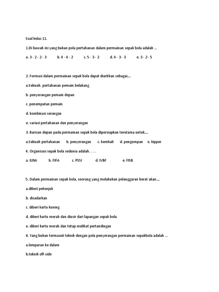 Soal Ukk Pjok 11 Pdf