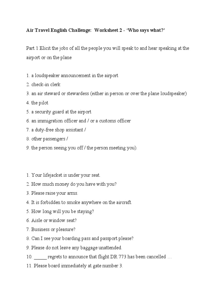 Air Travel English for Learners | PDF | Baggage | Airport