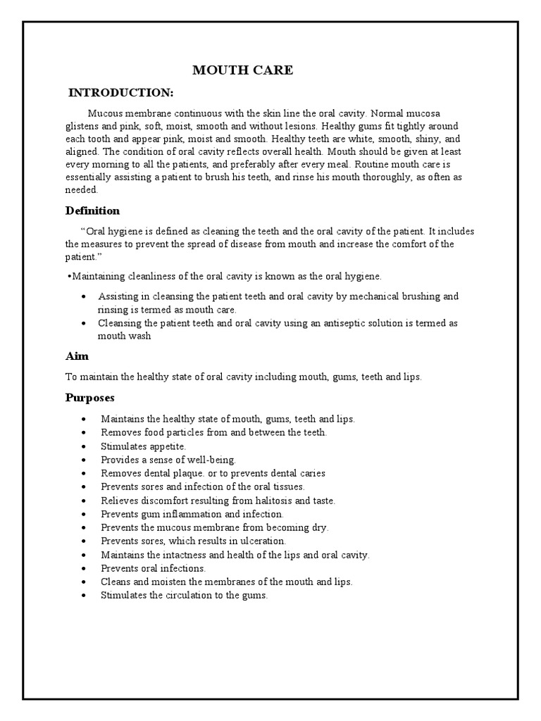 Mouth Care | PDF | Oral Hygiene | Human Tooth