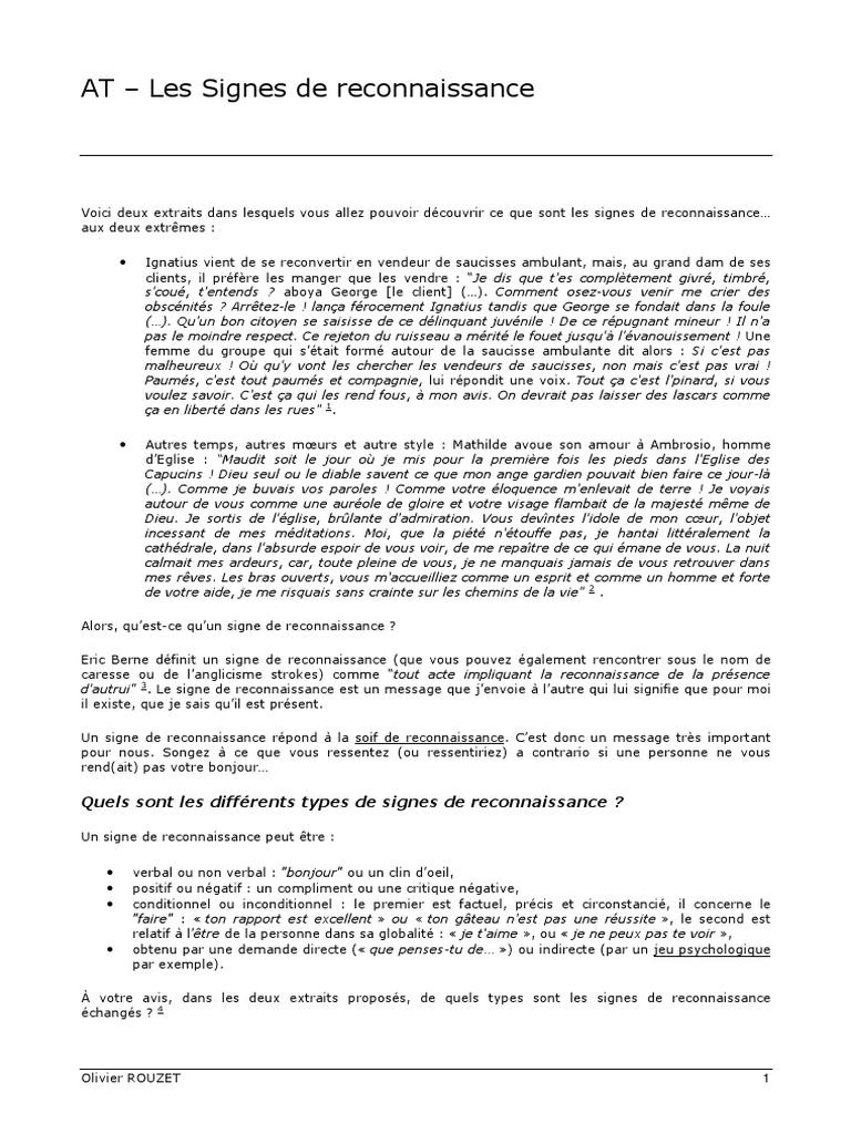 Signes de reconnaissance : types et enjeux | PDF | Mode de vie