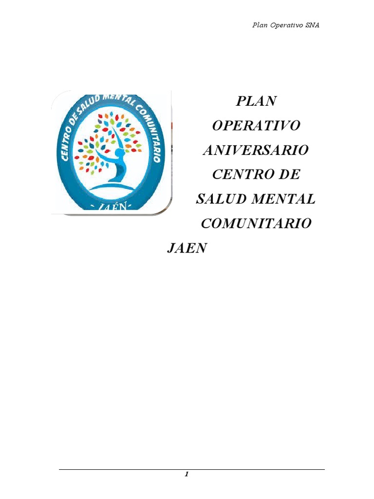 Aniversario CSMC Jaén: Plan Operativo | PDF | Salud mental | Psicología ...