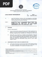 Local Budget Memorandum: Department OF Budget AND Management