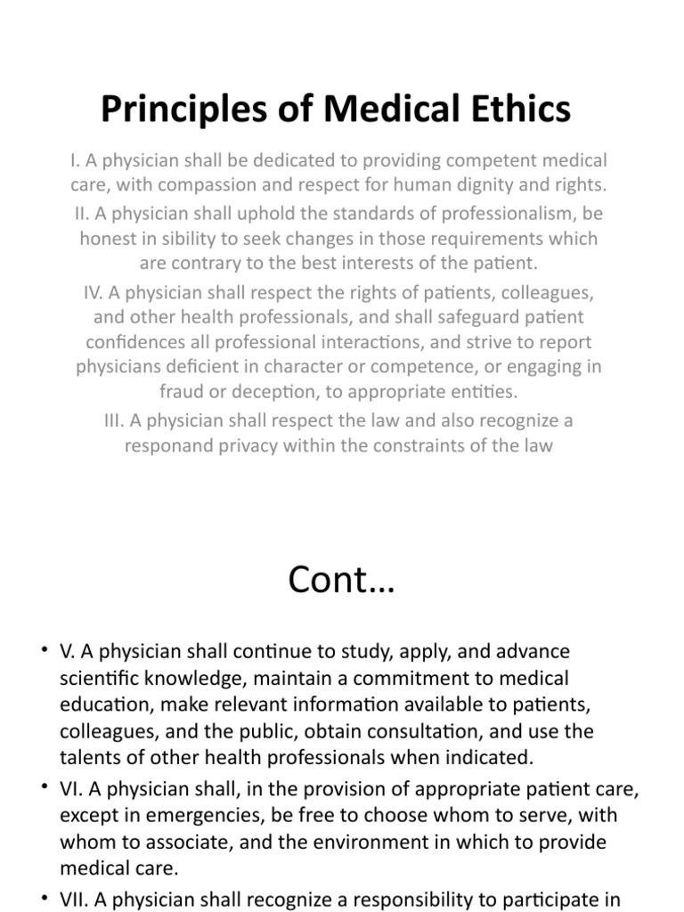 Medical Ethics Principles for Physicians | PDF | Medical Ethics | Physician