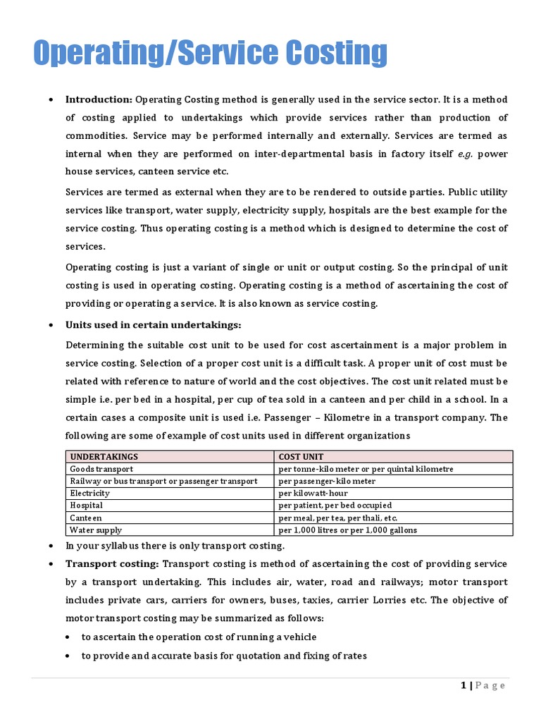 Transport Costing Methods Explained | PDF | Depreciation | Economies