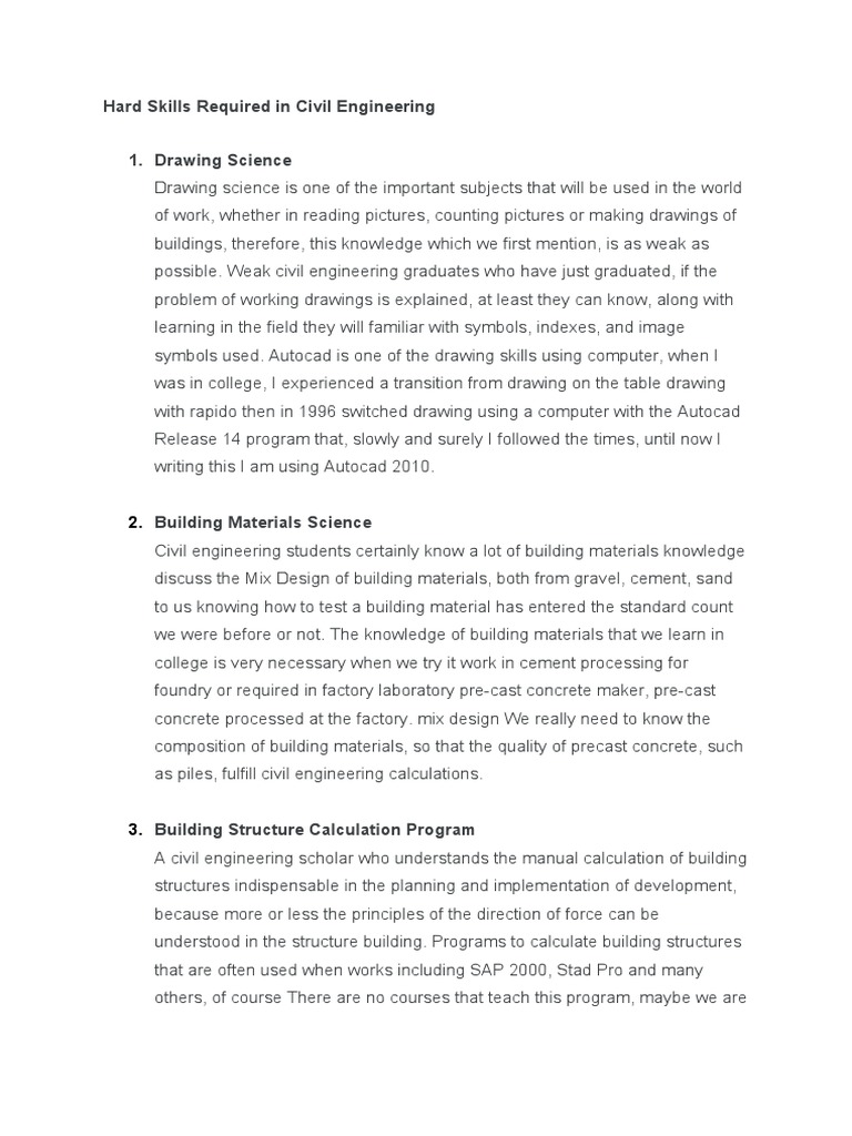 Essential Hard Skills for Civil Engineers | PDF | Engineering | Labour ...