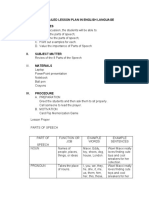 English Lesson Plan Parts of Speech