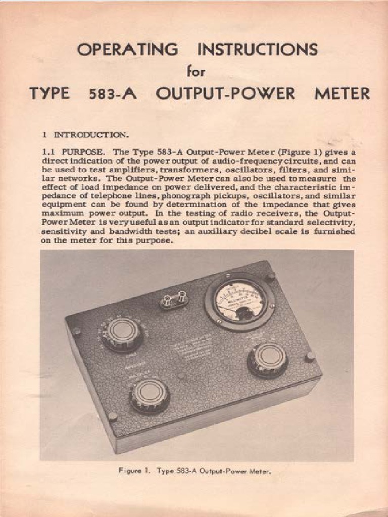 Type 583-A Output Power Meter Guide | PDF | Decibel | Electrical Impedance