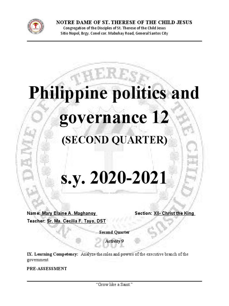 Philippine Politics and Governance 12 S.Y. 2020-2021: (Second Quarter ...