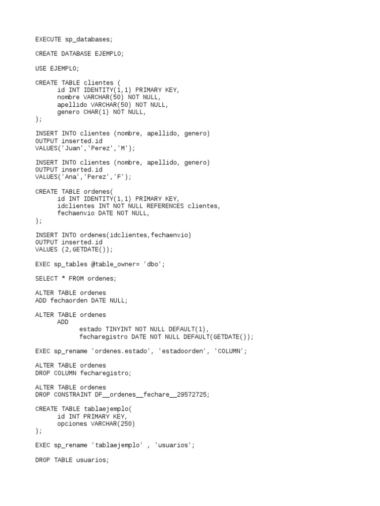 DDL DML Ejemplo Uso | PDF