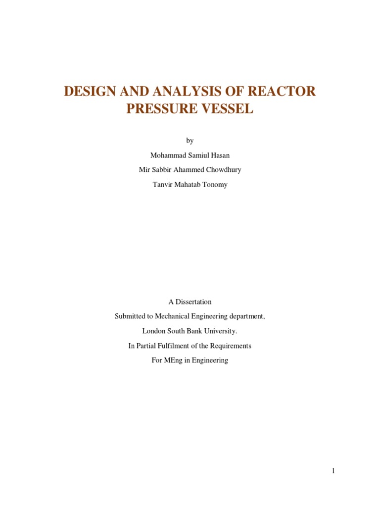 Design and Analysis of Reactor Pressure Vessel | PDF | Finite Element