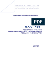 RAC 135 - Requisitos de Operación - Operación Nacionales e Internacionales Regulares y No Regulares