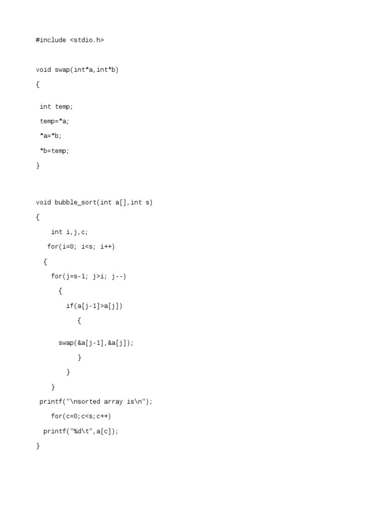 Bubble Sort Implementation in C | PDF | Computers