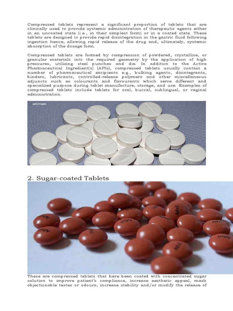 Types of Tablets PDF Tablet (Pharmacy) Chemistry