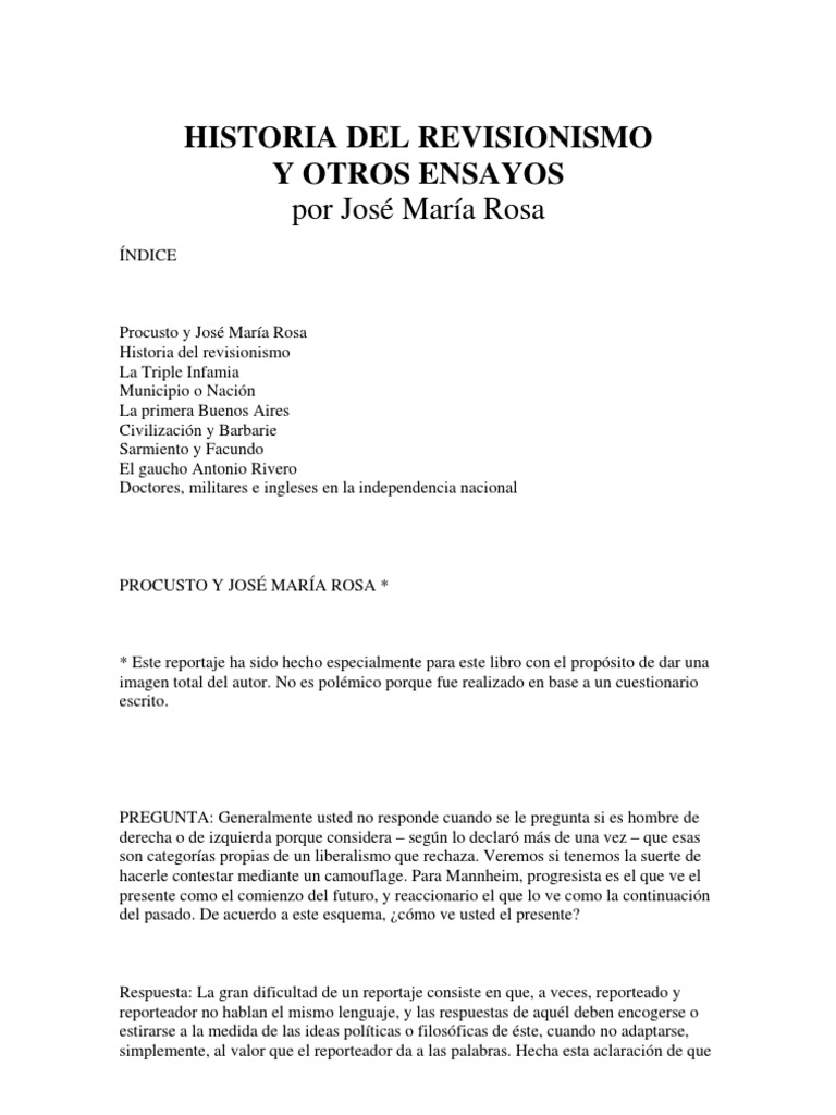 Rosa, Jose Maria - Historia Del Revisionismo | PDF
