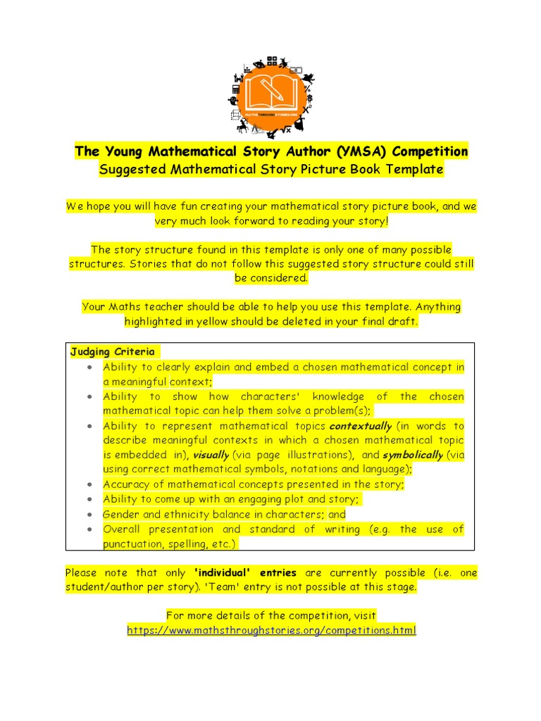 YMSA Competition: Story Template Guide | PDF | Mathematics | Books
