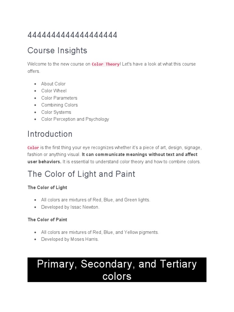 Color Theory Course Overview | PDF