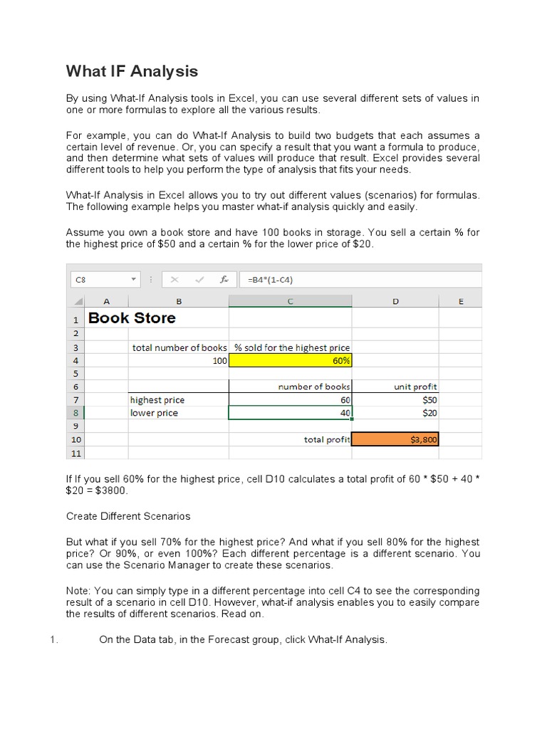 What IF Analysis PDF Microsoft Excel Sensitivity Analysis
