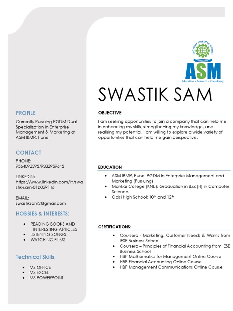 Swastik Sam - CV 002 | PDF