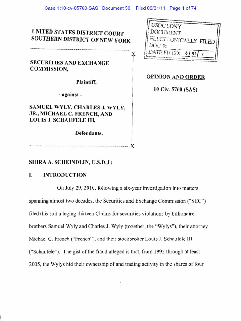 S.E.C. vs. The Wyly Brothers PDF Statute Of Limitations Federal