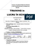 Training Lucru in Echipa Onesti