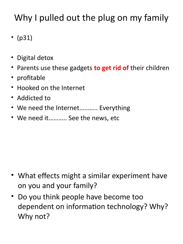 Why I Pulled Out The Plug On My Family PDF Linguistics Linguistic