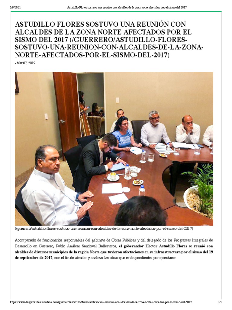 07-03-2019 Astudillo Flores Sostuvo Una Reunión Con Alcaldes de La Zona ...