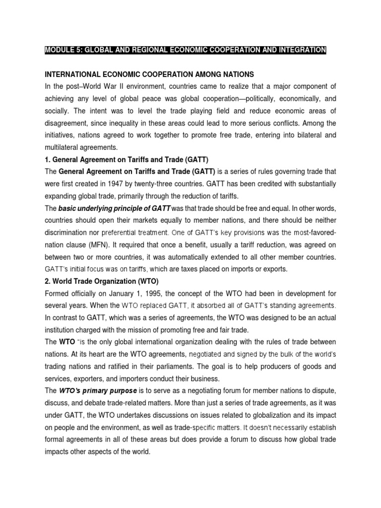 M5-Global and Regional Economic Cooperation and Integration | PDF ...