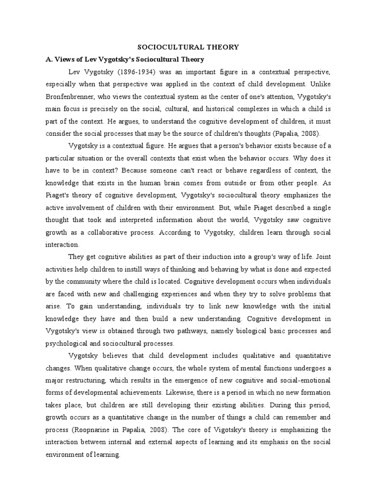 Vygotsky's Sociocultural Theory Explained | PDF | Cognitive Development ...