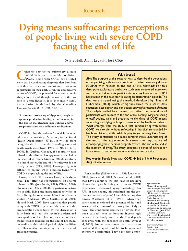 Dying Means Suffocating, Perceptions of People Living With COPD Facing ...