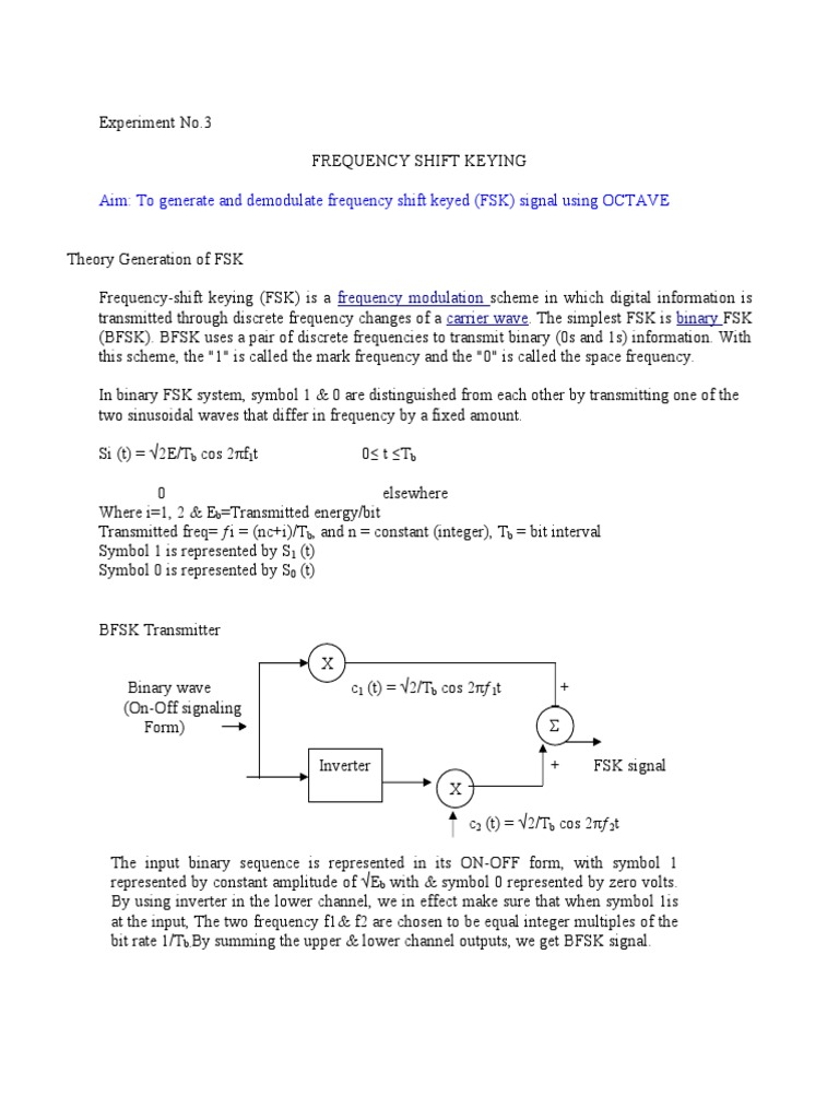 FSK Modulation and Demodulation in Octave | PDF | Modulation | Computing