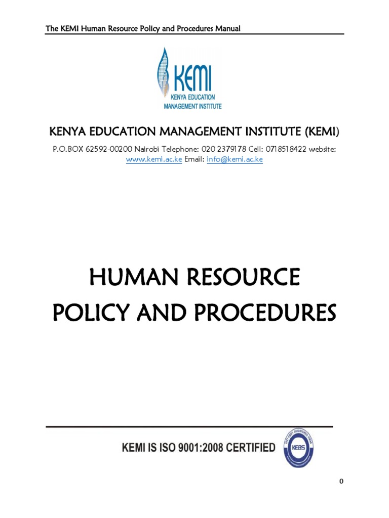 KEMI HR Policy and Procedures Manual | PDF | Employment | Human ...