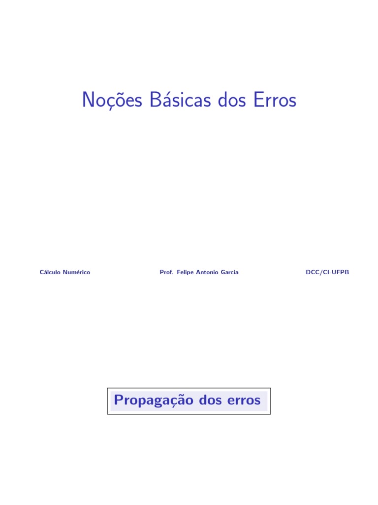 Propagação de Erros em Cálculo Numérico | PDF | Análise numérica ...