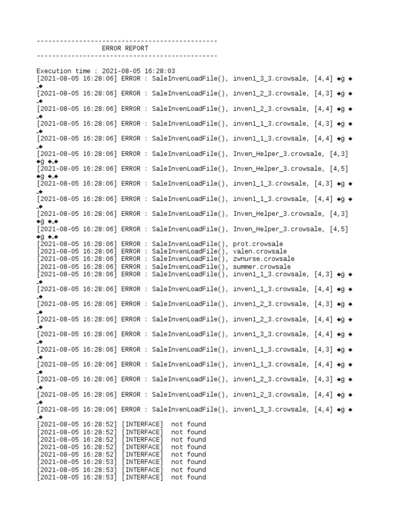 SaleInvenLoadFile Error Report | PDF