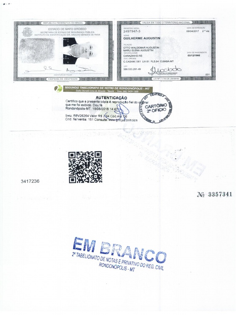 CPF e RG Guilherme Augustin | PDF