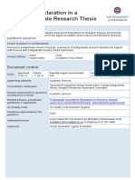 Signed Declaration in A Postgraduate Research Thesis: Document Control