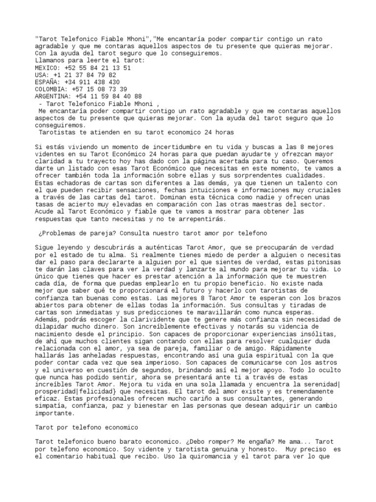 Como Saber Si Me Ama Tarot Tarot Telefonico Fiable Mhoni | PDF | Amor | Clarividencia