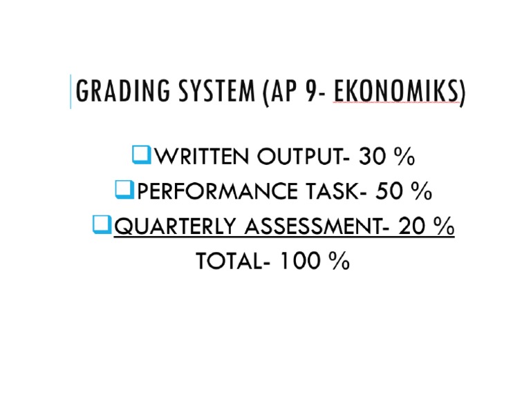 Grading System Ap 9 - Ekonomiks | PDF
