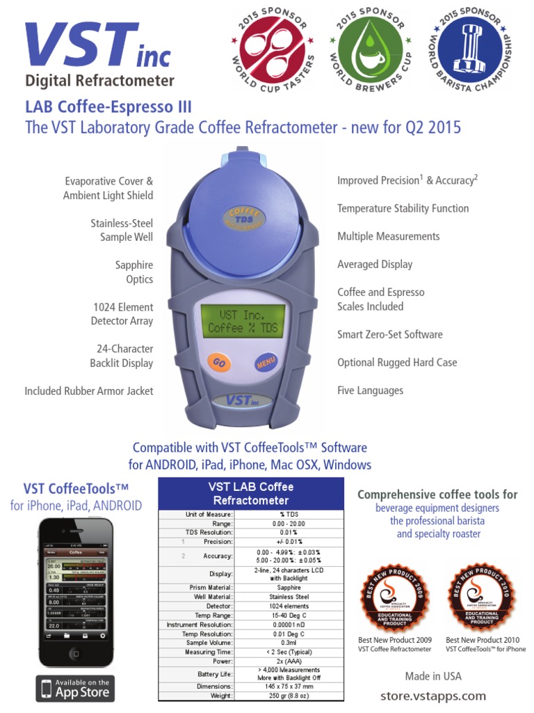 LAB CoffeeEspresso III The VST Laboratory Grade Coffee Refractometer