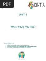 UNIT 9 - What Would You Like III