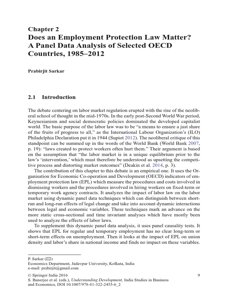 Does An Employment Protection Law Matter? A Panel Data Analysis of