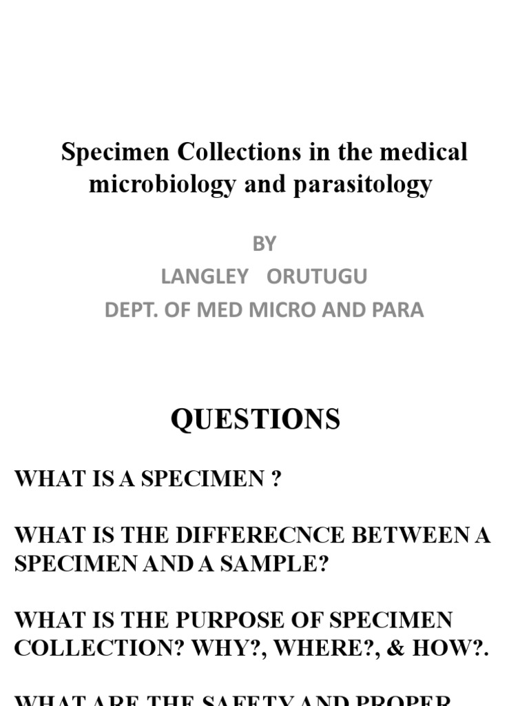 Specimen Collections in The Medical Microbiology and parasitologyNOTES PDF Catheter