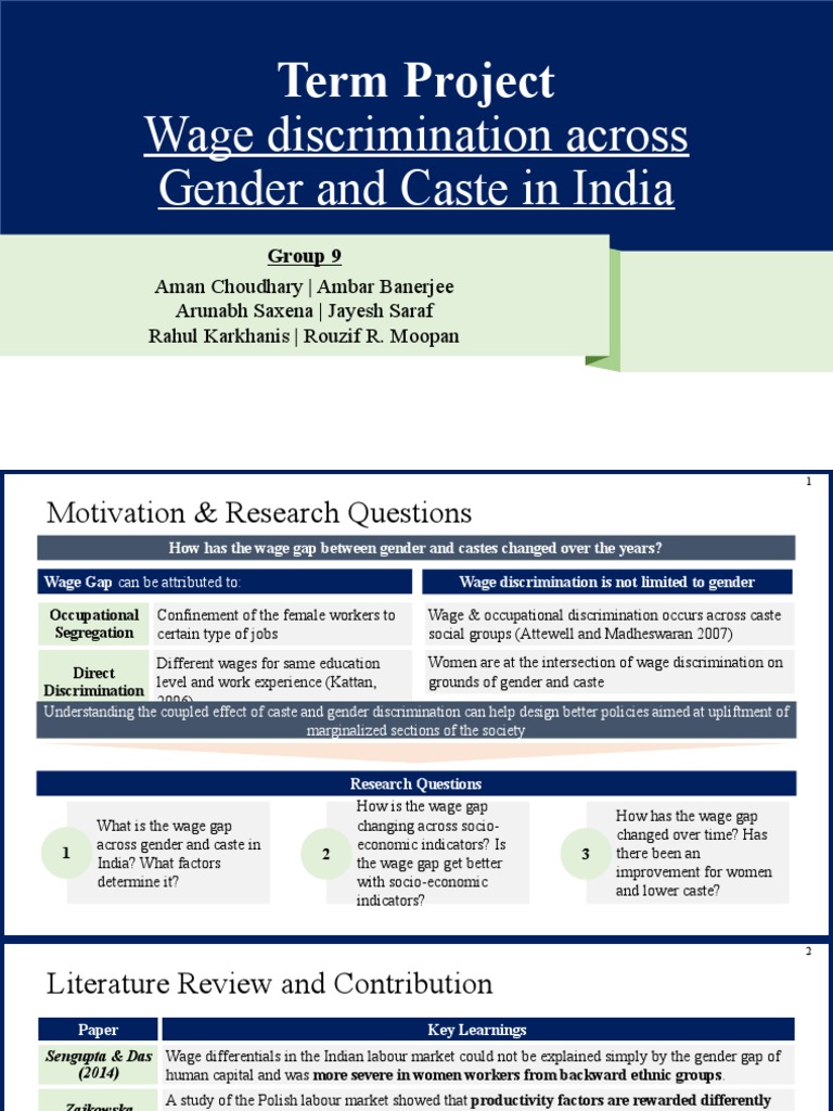 Wage Discrimination Across Gender and Caste in India - Group 9 | PDF ...