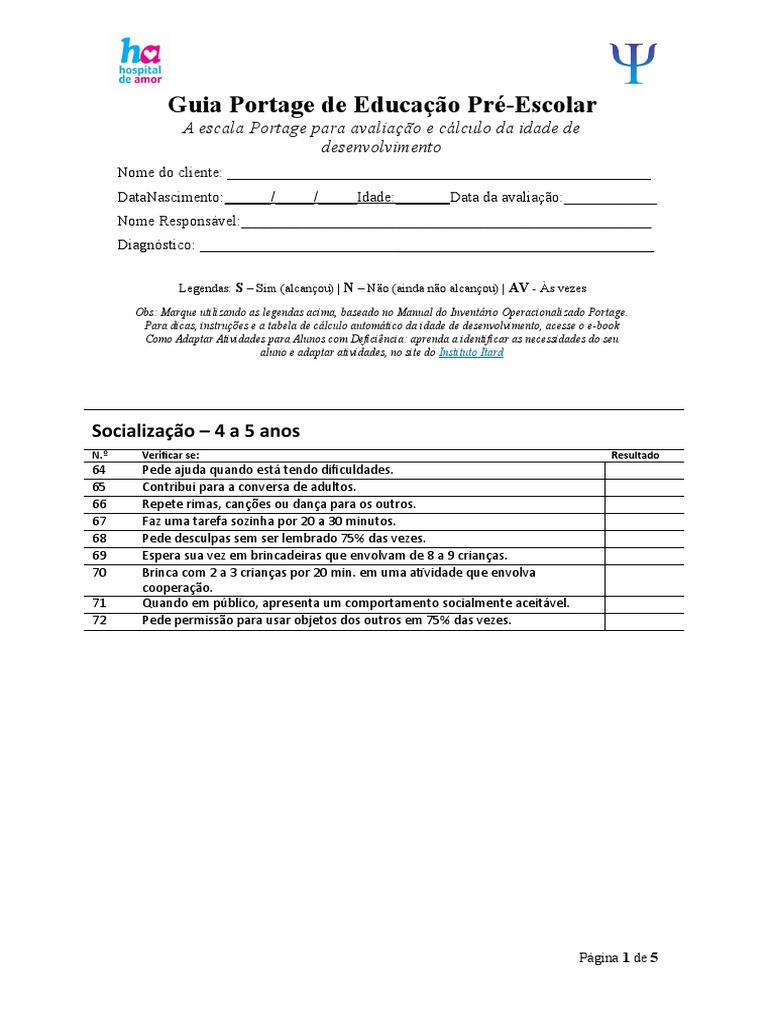 Avaliação do Desenvolvimento de Crianças Pré-Escolares utilizando a ...