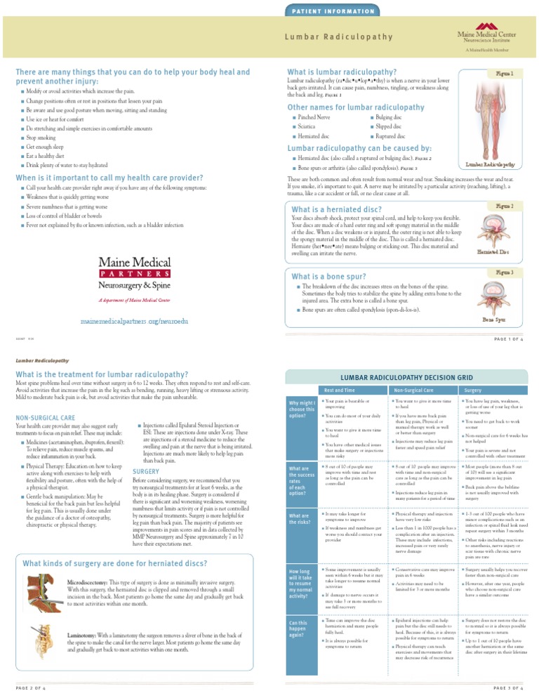 Lumbar Radiculopathy 5 18 Pdf Back Pain Surgery