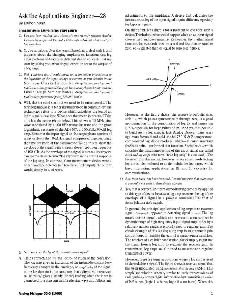Logarithmic Amplifiers Explained PDF Amplifier Decibel